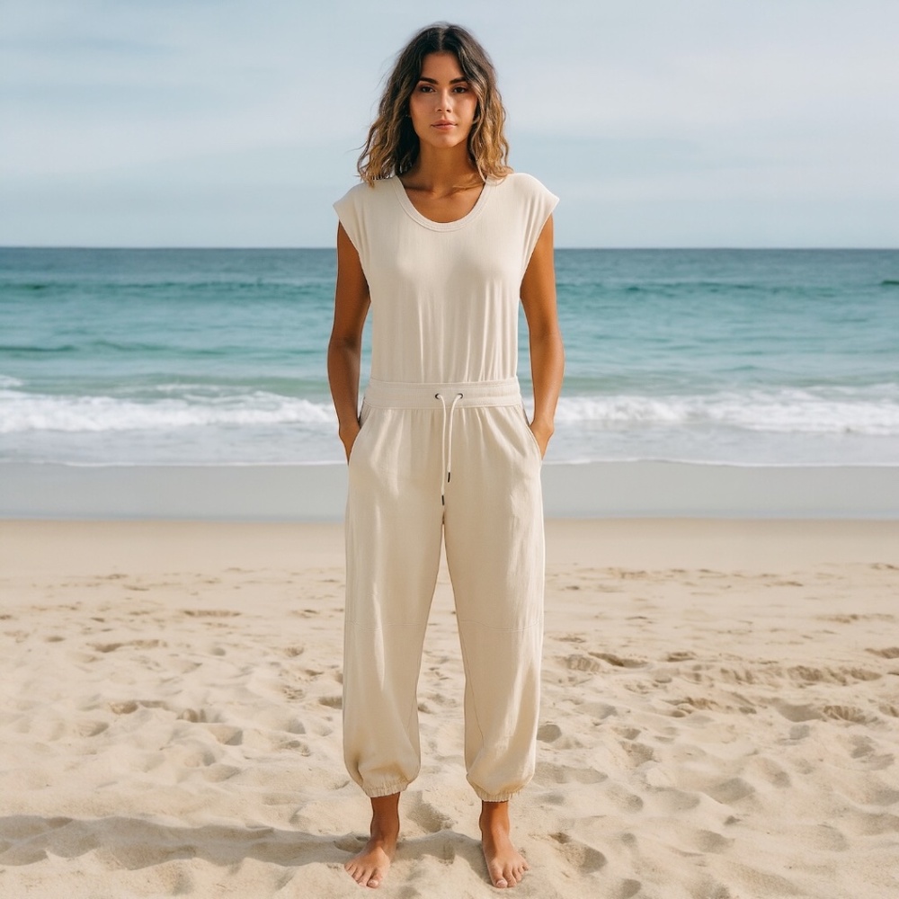 FP Movement by Free People Cream Jumpsuit